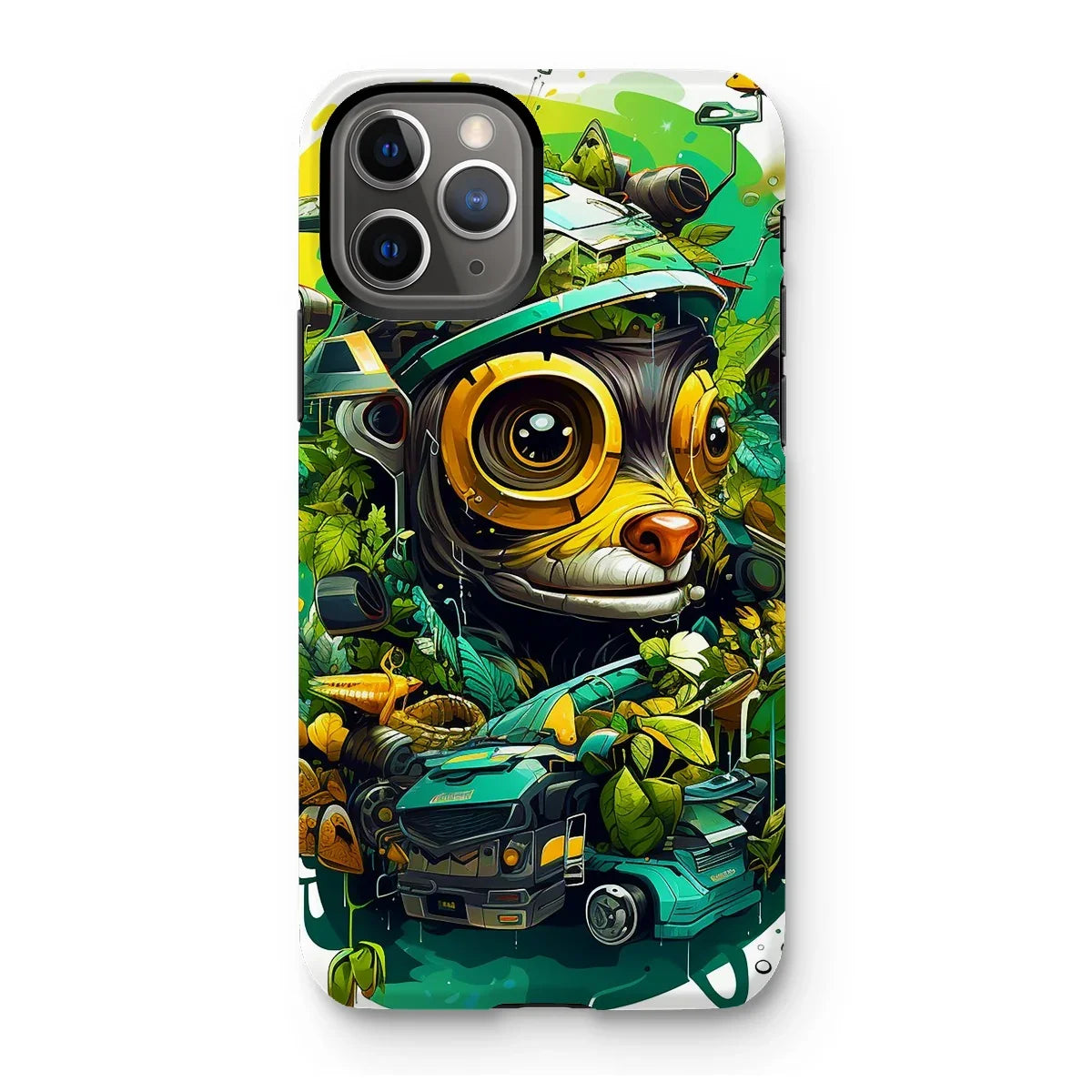 Nature's Resilience: Surreal Auto-Forest Artwork - Whimsical Raccoon and Greenery Infused Car  Tough Phone Case - D'Sare