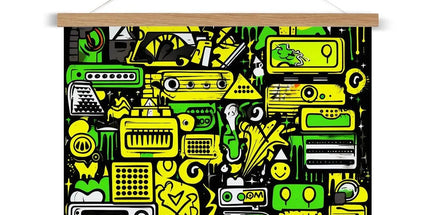 Graffiti Green and Yellow Abstract: A Dive into Vibrant Urban Art Fine Art Print with Hanger - D'Sare 