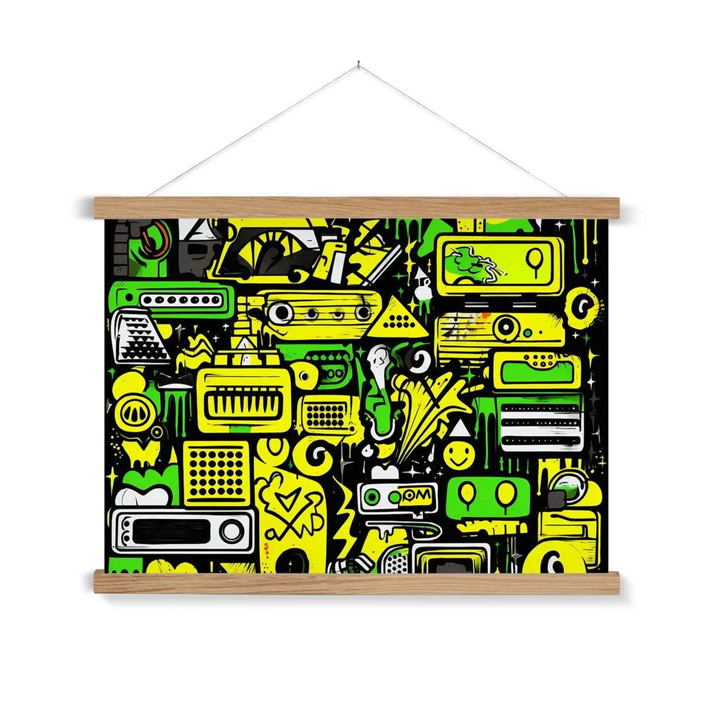 Graffiti Green and Yellow Abstract: A Dive into Vibrant Urban Art Fine Art Print with Hanger - D'Sare 