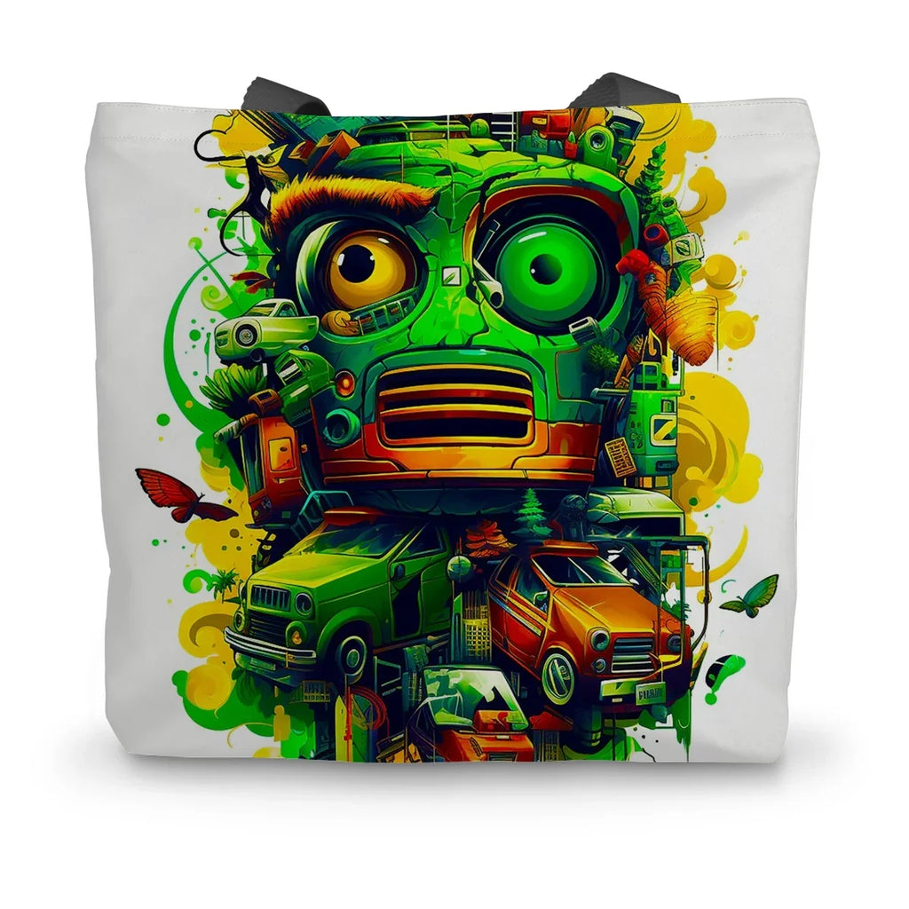 Graffiti Odyssey Surreal Urban Jungle Car Junk Yard Canvas Tote Bag - D'Sare