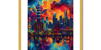 2024 Year Of The Dragon Celebration Antique Framed & Mounted Print - D'Sare