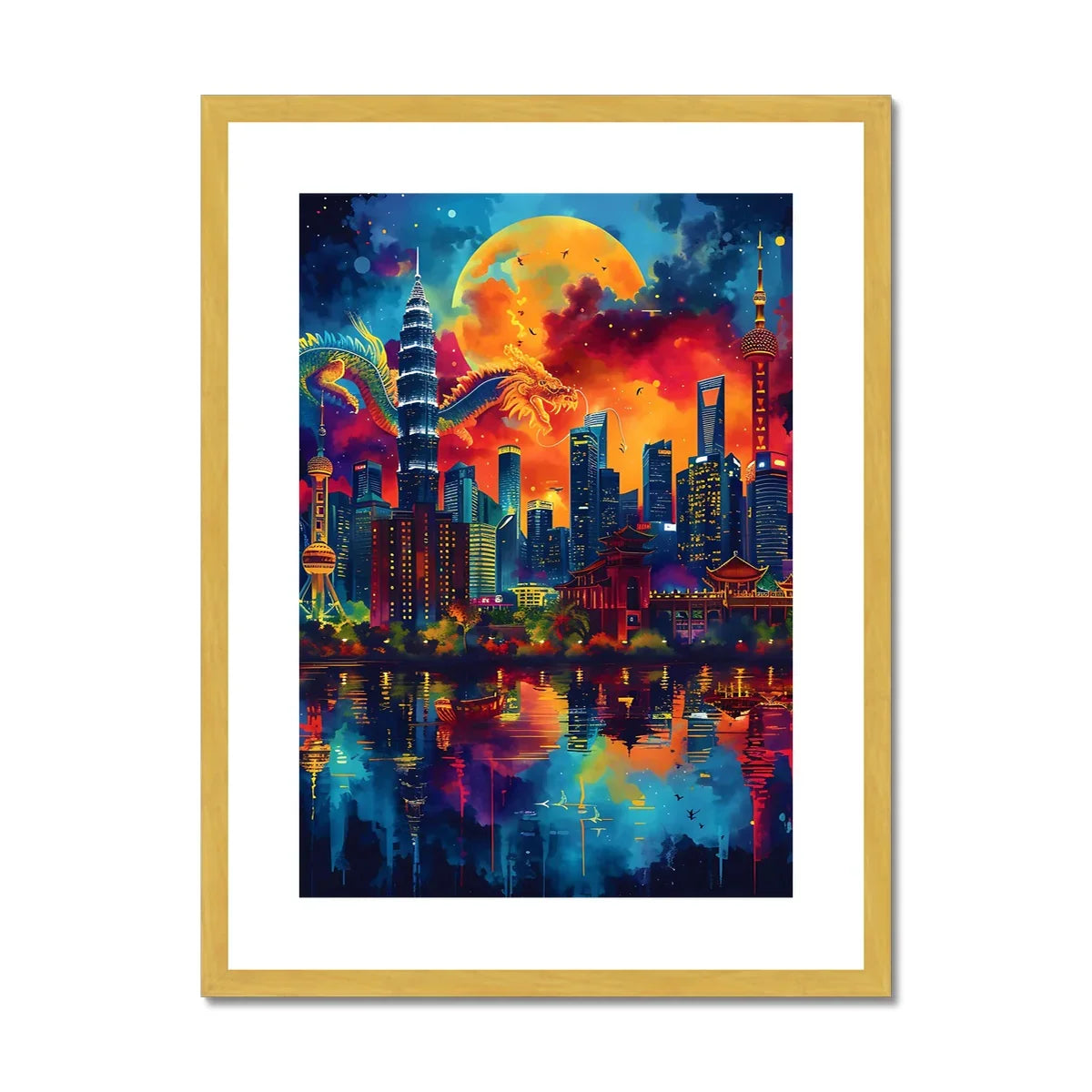 2024 Year Of The Dragon Celebration Antique Framed & Mounted Print - D'Sare