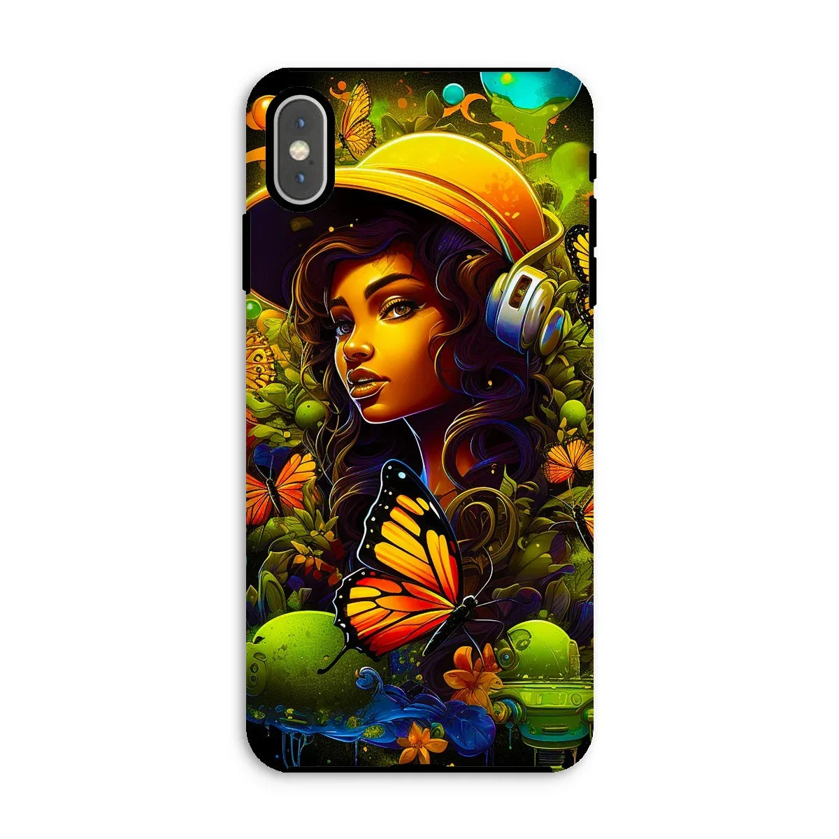 Urban Girl Neon Butterfly Headphone Pop Tough Phone Case - D'Sare