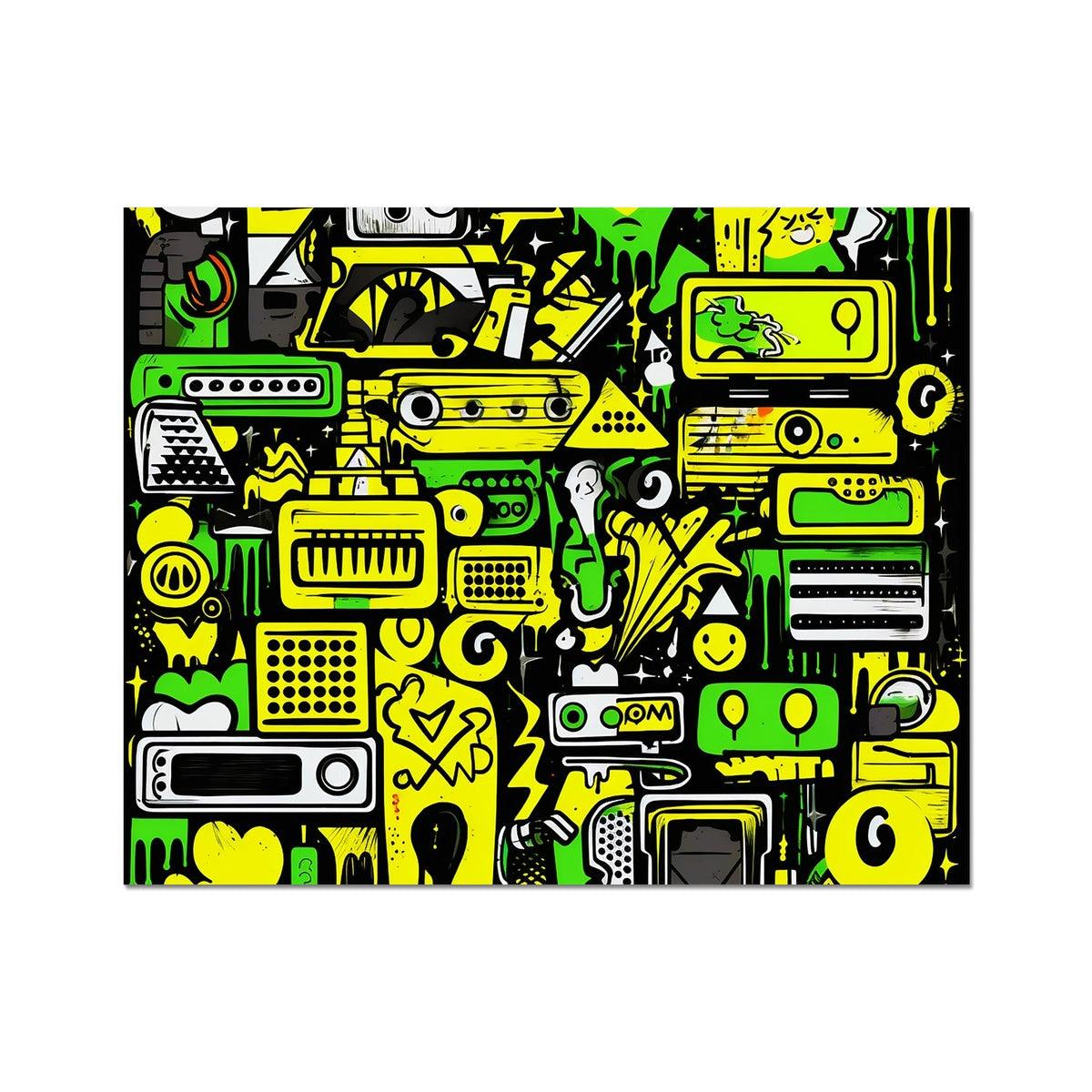 Graffiti Green and Yellow Abstract: A Dive into Vibrant Urban Art C-Type Print - D'Sare 
