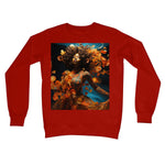 Orange Flower  Goddess Blue  Crew Neck Sweatshirt - D'Sare