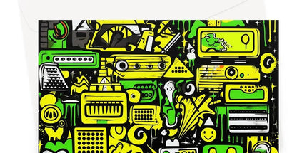Graffiti Green and Yellow Abstract: A Dive into Vibrant Urban Art Greeting Card - D'Sare 