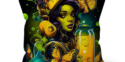 Bioluminescent Dreams | Monarch Butterfly Alchemist | Vibrant Fantasy  Cushion - D'Sare