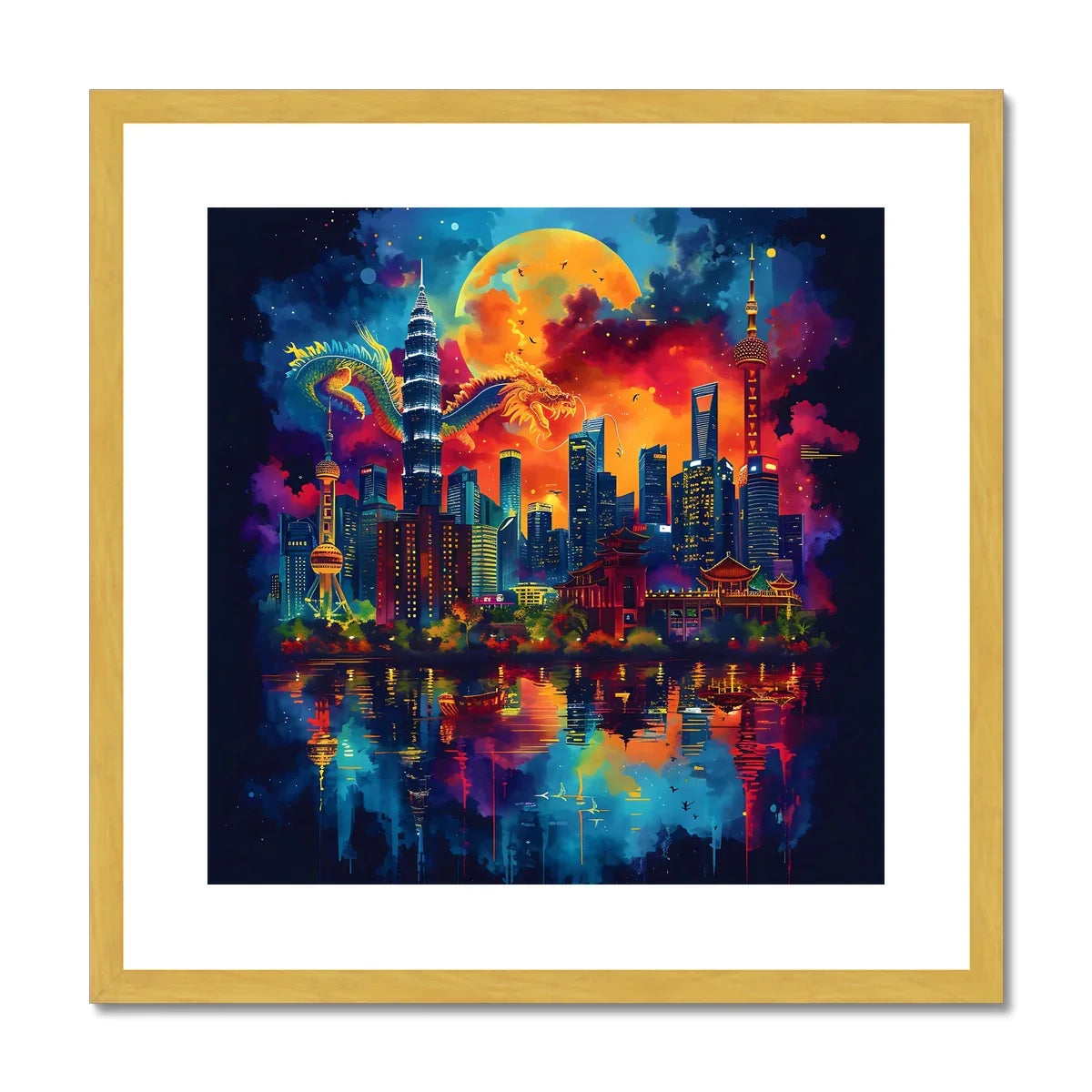 2024 Year Of The Dragon Celebration Antique Framed & Mounted Print - D'Sare