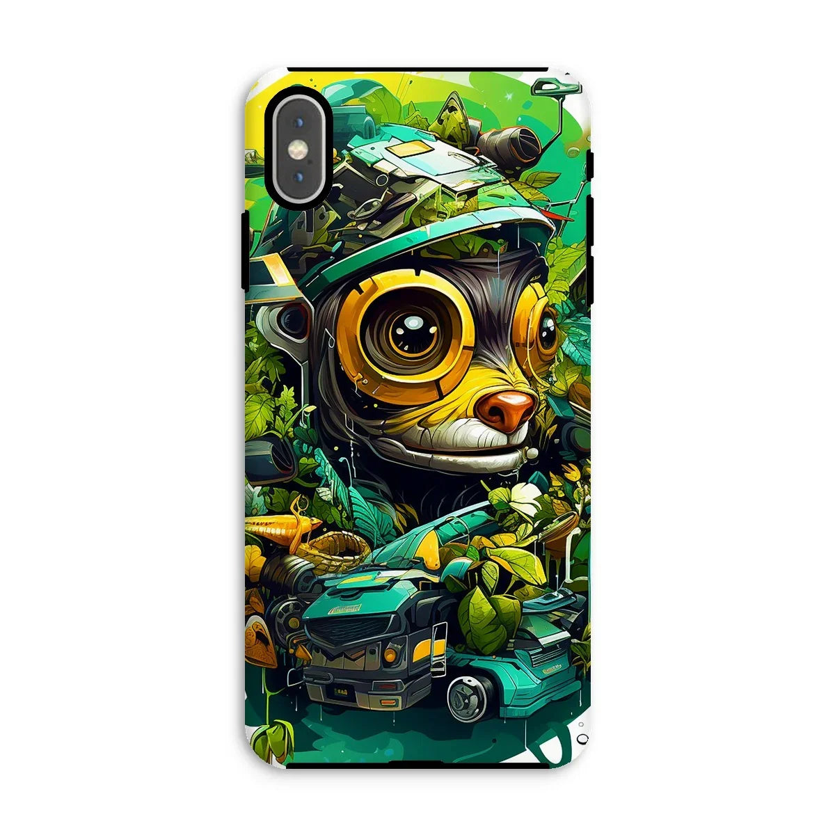 Nature's Resilience: Surreal Auto-Forest Artwork - Whimsical Raccoon and Greenery Infused Car  Tough Phone Case - D'Sare