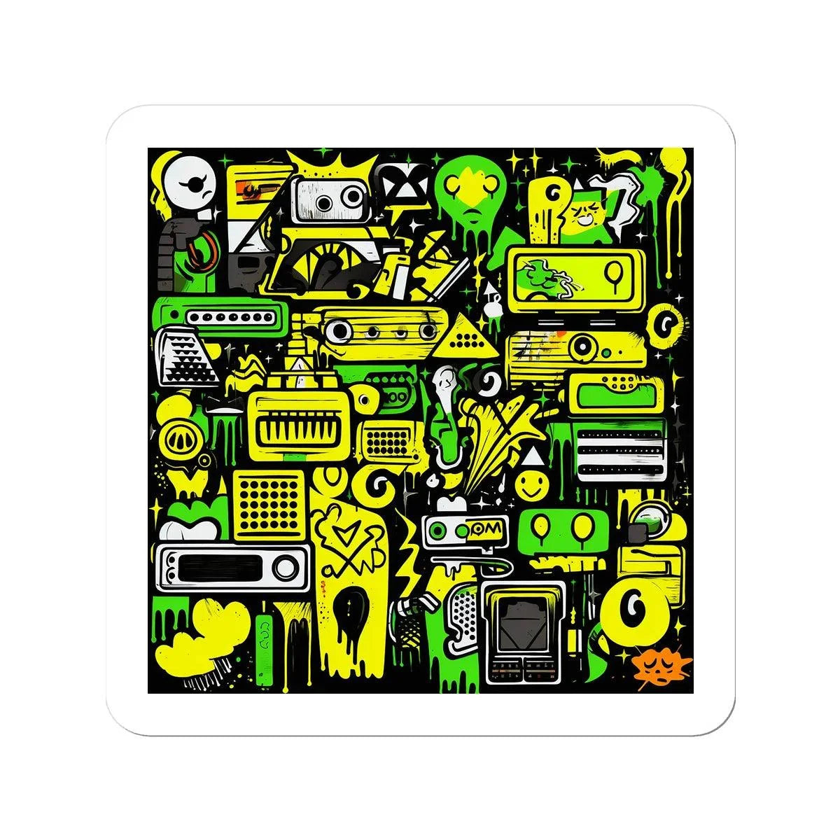 Graffiti Green and Yellow Abstract: A Dive into Vibrant Urban Art Sticker - D'Sare 