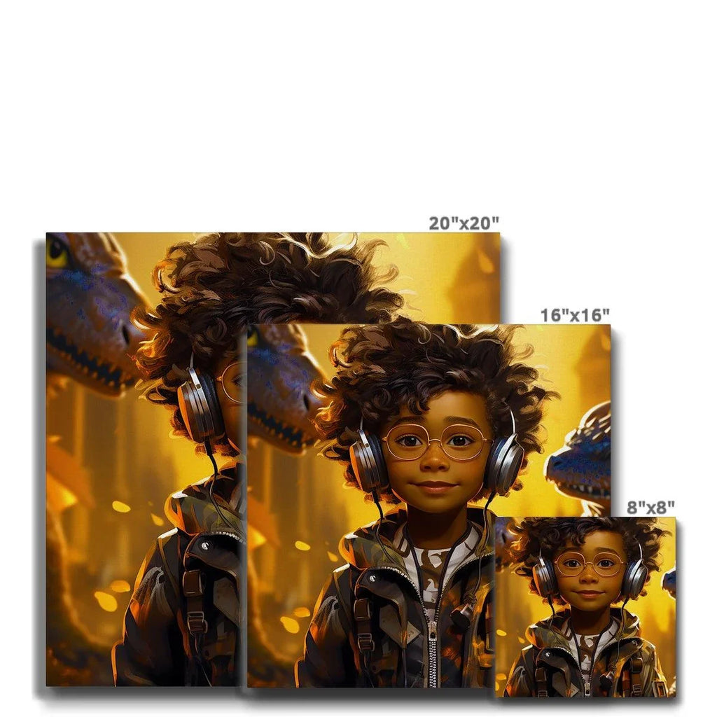 Little Boy Dino Dream Earphone: MelanatedMe Adventures by D'Sare Eco Canvas - D'Sare 