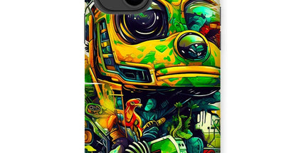 Mechanical Muse: Vibrant Graffiti Odyssey in Surreal Auto Wonderland Tough Phone Case by D'Sare