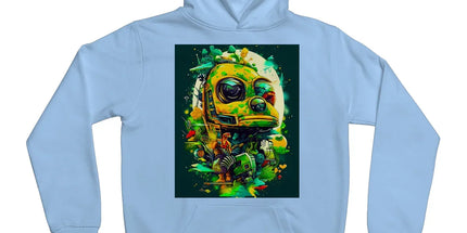 Mechanical Muse: Vibrant Graffiti Odyssey in Surreal Auto Wonderland Kids Hoodie by D'Sare