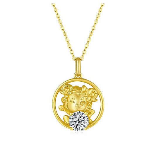 1.0CT Animal Chinese Zodiac Sheep Pendant Necklace 100% Moissanite 925 Silver - D'Sare