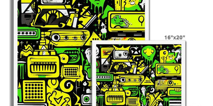 Graffiti Green and Yellow Abstract: A Dive into Vibrant Urban Art Budget Framed Poster by Prodigi