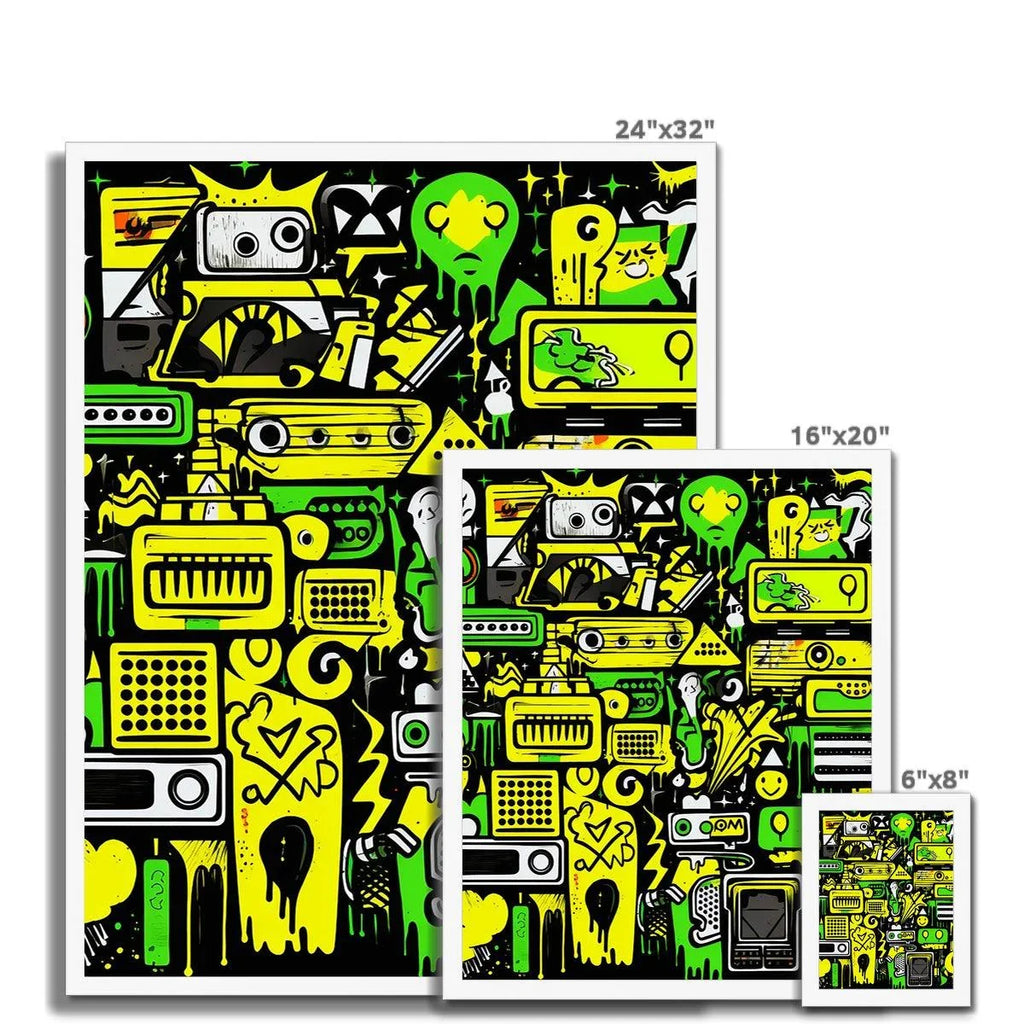 Graffiti Green and Yellow Abstract: A Dive into Vibrant Urban Art Budget Framed Poster - D'Sare 