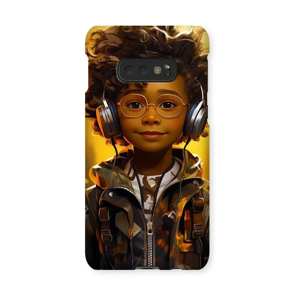 Little Boy Dino Dream Earphone: MelanatedMe Adventures by D'Sare Snap Phone Case - D'Sare 