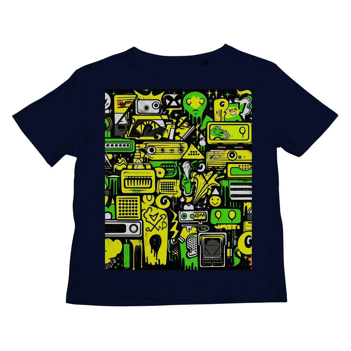 Graffiti Green and Yellow Abstract: A Dive into Vibrant Urban Art Kids T-Shirt - D'Sare 