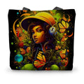 Urban Girl Neon Butterfly Headphone Pop Canvas Tote Bag - D'Sare