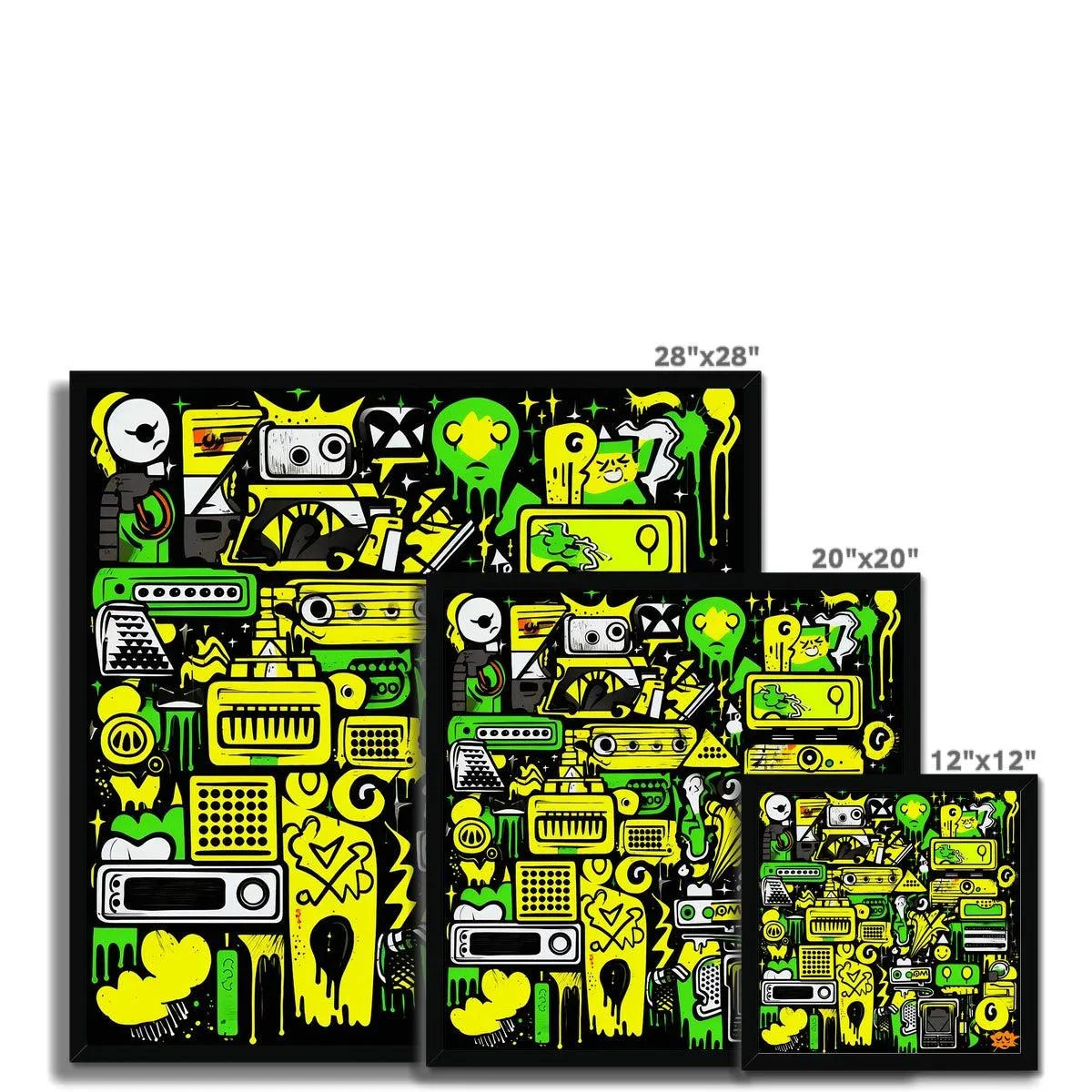 Graffiti Green and Yellow Abstract: A Dive into Vibrant Urban Art Framed Print - D'Sare 