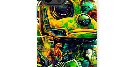 Mechanical Muse: Vibrant Graffiti Odyssey in Surreal Auto Wonderland Tough Phone Case by D'Sare