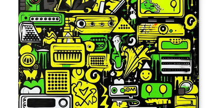 Graffiti Green and Yellow Abstract: A Dive into Vibrant Urban Art Placemat by Prodigi