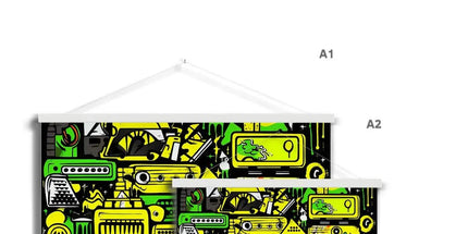 Graffiti Green and Yellow Abstract: A Dive into Vibrant Urban Art Fine Art Print with Hanger - D'Sare 