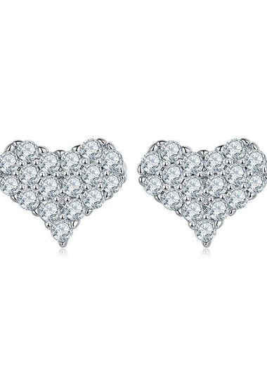 1.2mm 925 Sterling Silver Round Cut Moissanite Heart-shaped Stud Earrings - D'Sare