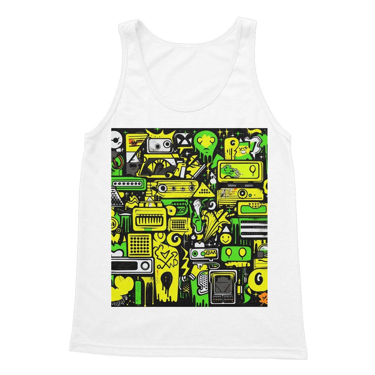 Graffiti Green and Yellow Abstract: A Dive into Vibrant Urban Art Softstyle Tank Top - D'Sare 