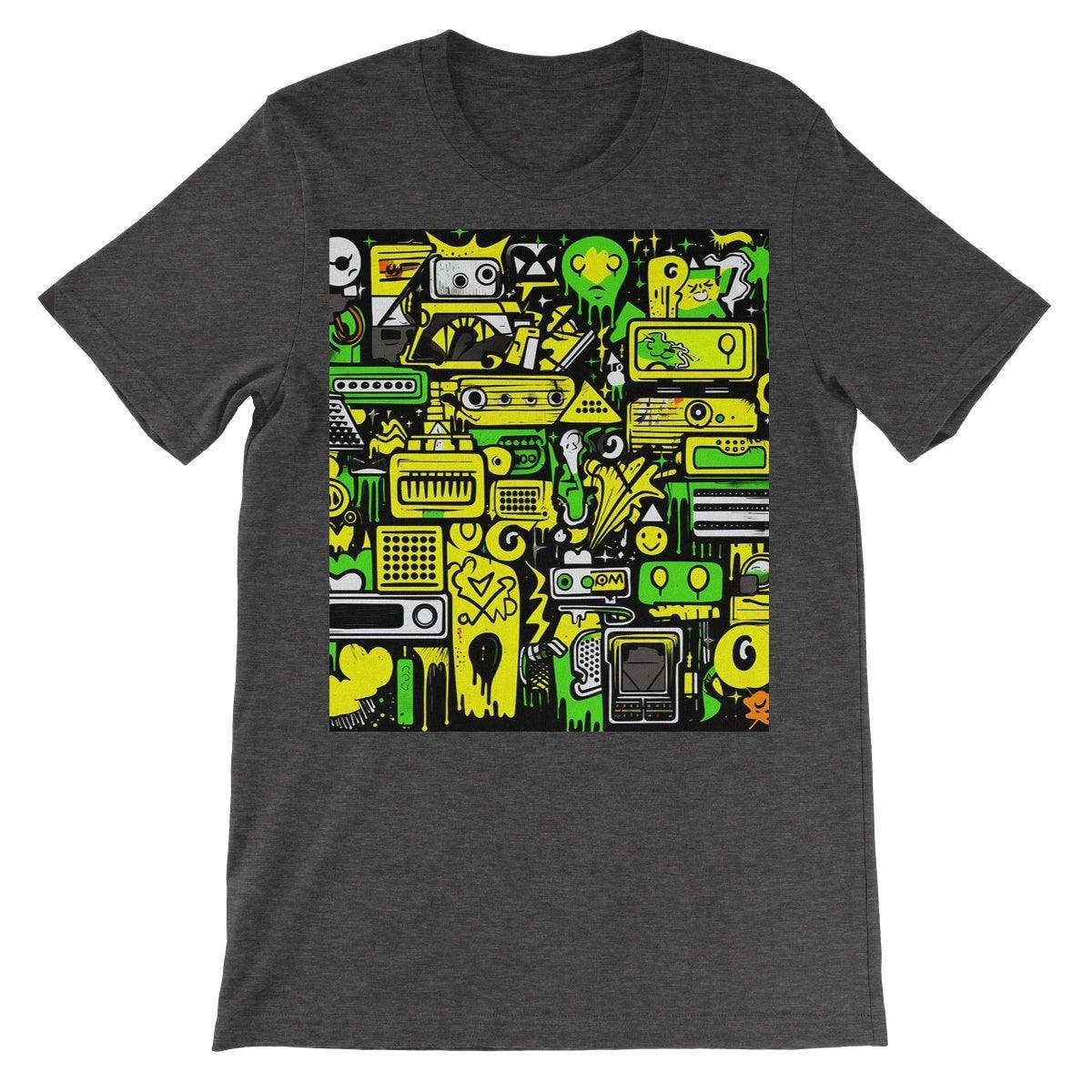 Graffiti Green and Yellow Abstract: A Dive into Vibrant Urban Art Unisex Short Sleeve T-Shirt - D'Sare 