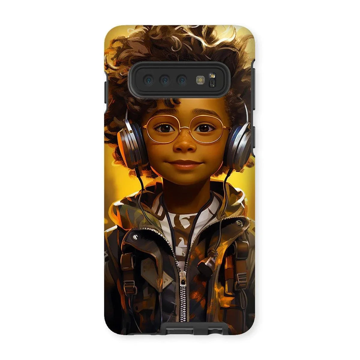 Little Boy Dino Dream Earphone: MelanatedMe Adventures by D'Sare Tough Phone Case - D'Sare 