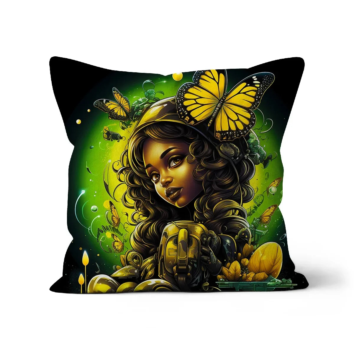 Urban Jungle Metamorphosis Muse Luminous Butterfly Queen Cushion by D'Sare