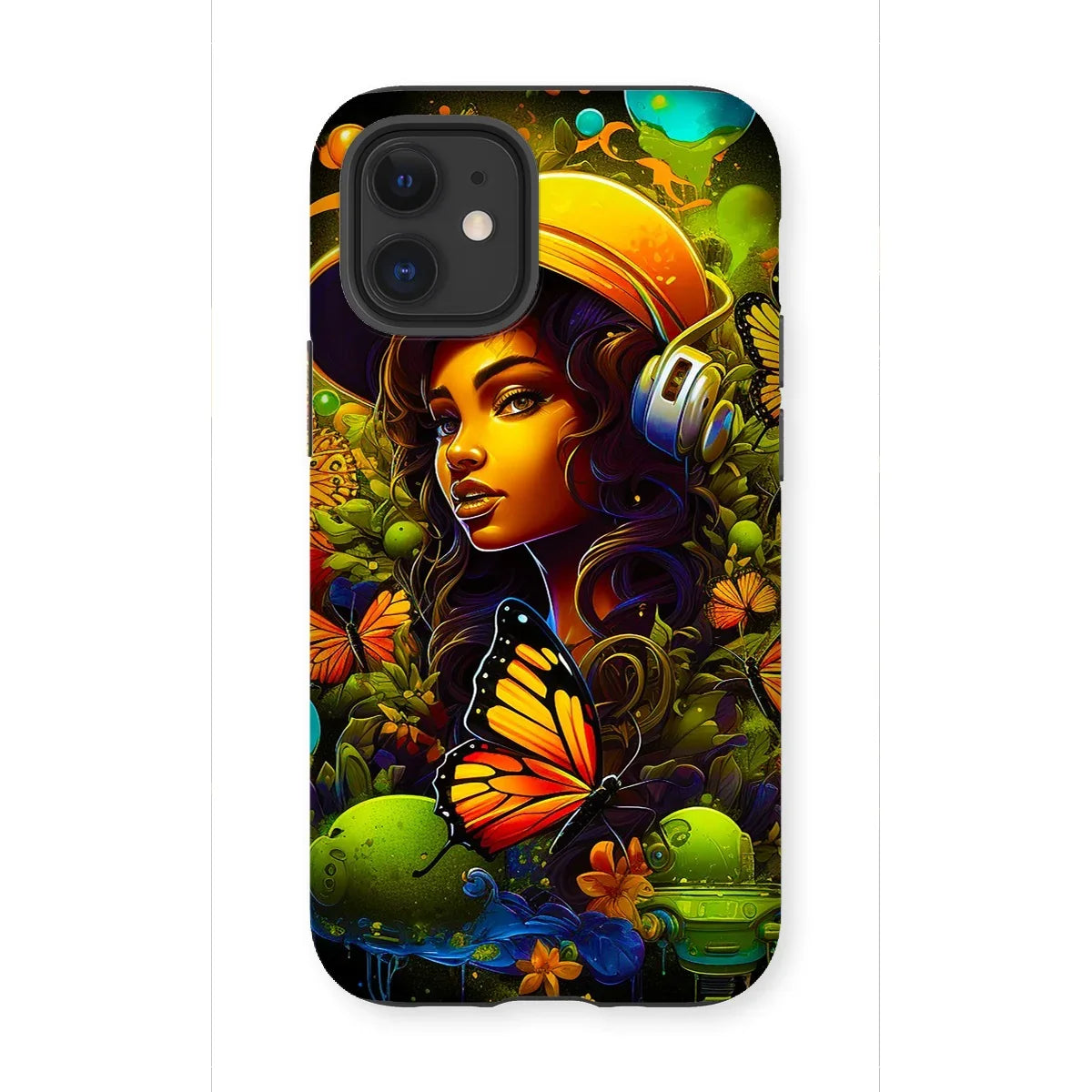Urban Girl Neon Butterfly Headphone Pop Tough Phone Case - D'Sare