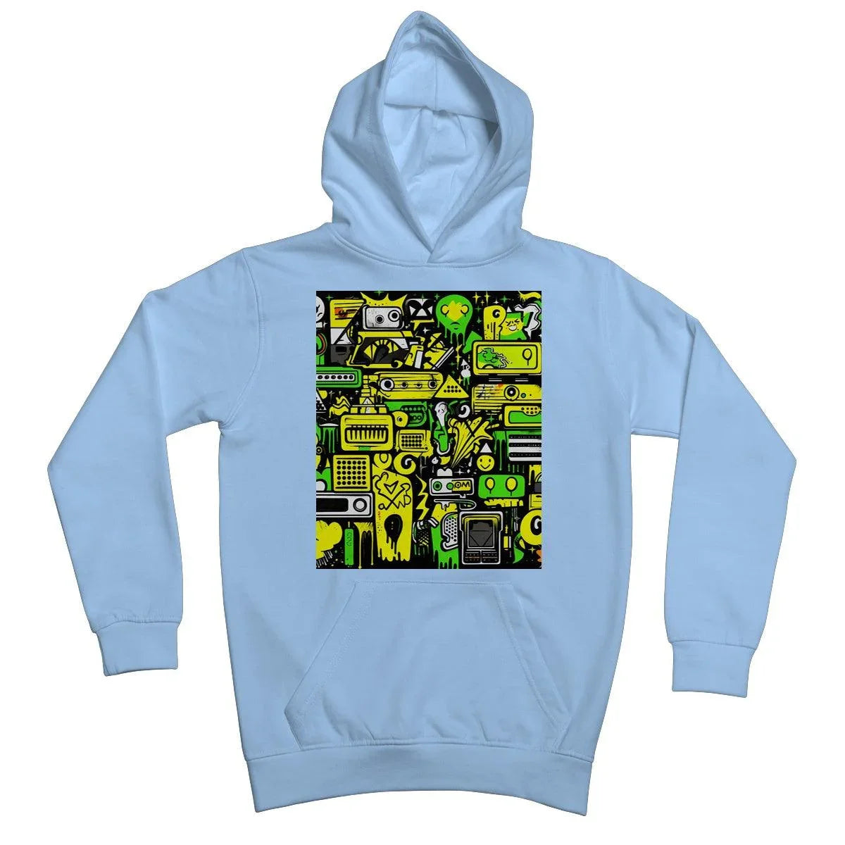 Graffiti Green and Yellow Abstract: A Dive into Vibrant Urban Art Kids Hoodie - D'Sare 