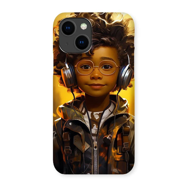 Little Boy Dino Dream Earphone: MelanatedMe Adventures by D'Sare Snap Phone Case - D'Sare 