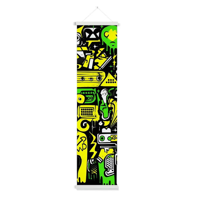 Graffiti Green and Yellow Abstract: A Dive into Vibrant Urban Art Wall Height Chart by Prodigi