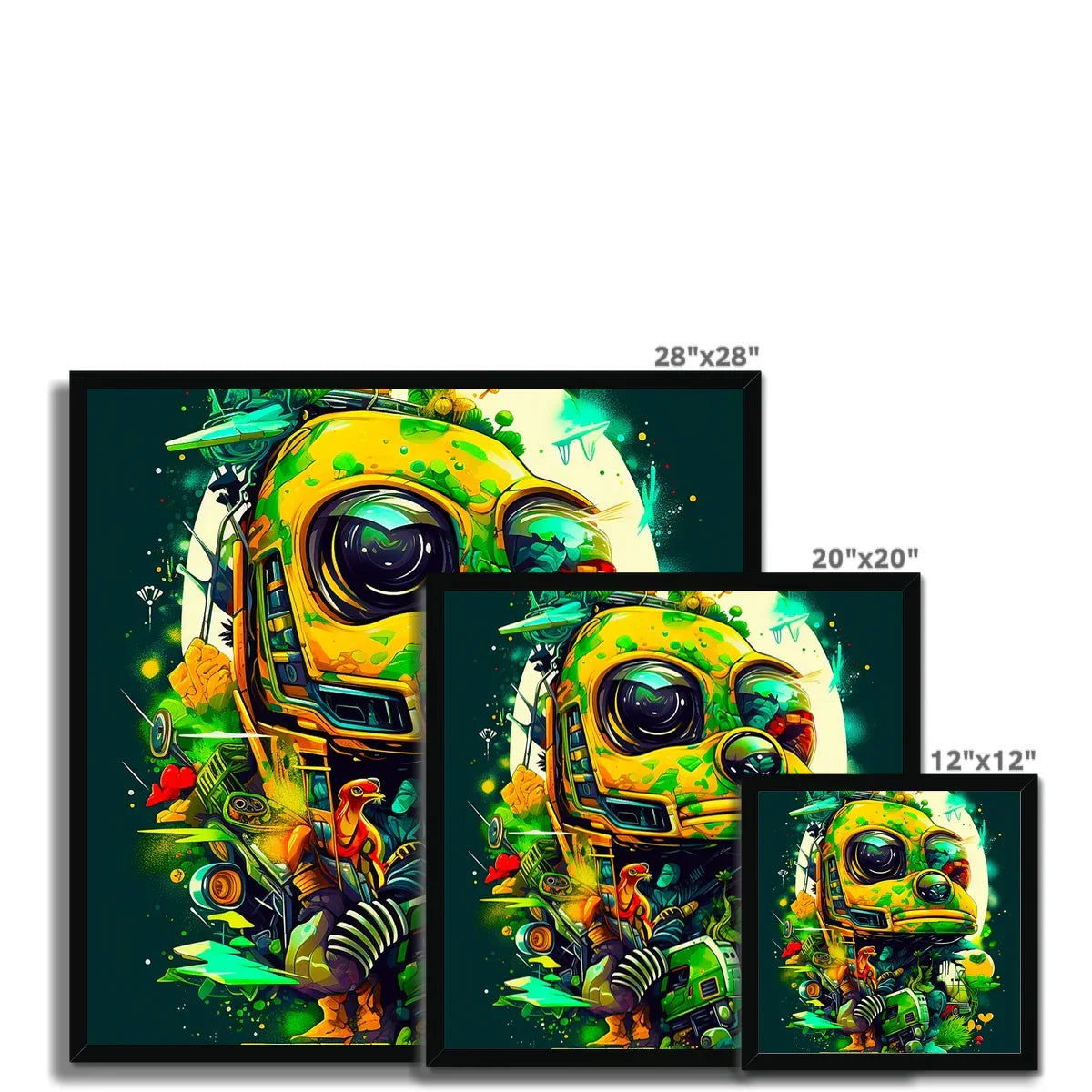 Mechanical Muse: Vibrant Graffiti Odyssey in Surreal Auto Wonderland Framed Print - D'Sare