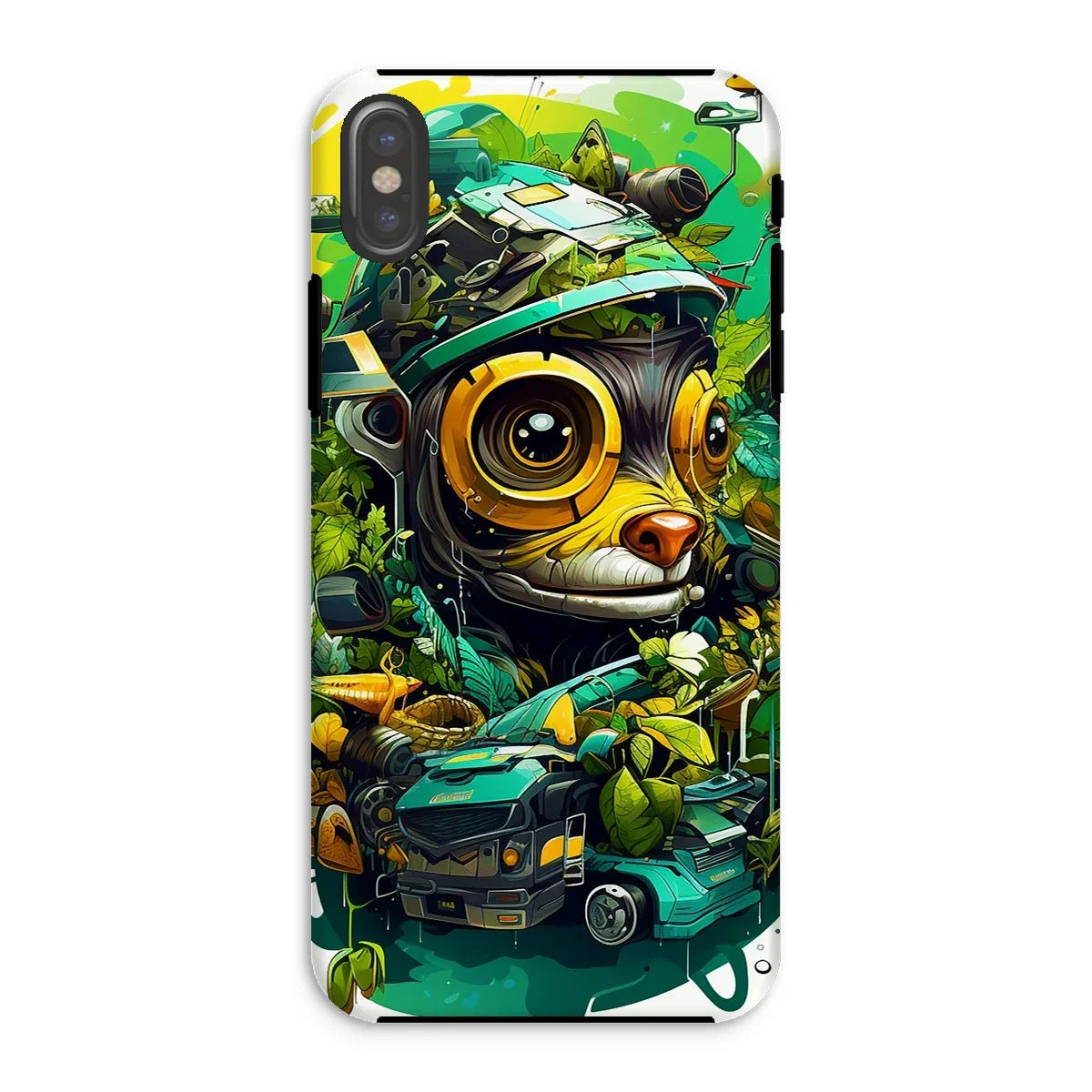 Nature's Resilience: Surreal Auto-Forest Artwork - Whimsical Raccoon and Greenery Infused Car  Tough Phone Case - D'Sare