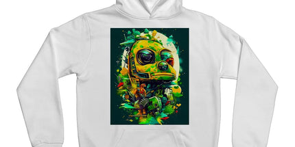 Mechanical Muse: Vibrant Graffiti Odyssey in Surreal Auto Wonderland Kids Hoodie by D'Sare
