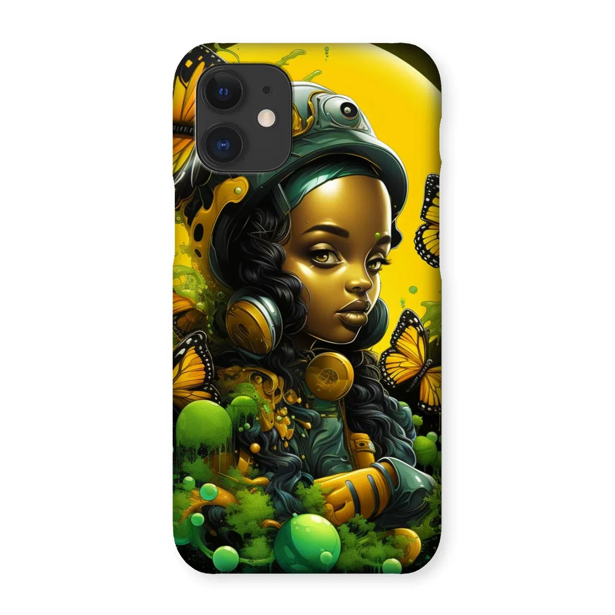Monarch Butterfly Urban Fantasy Art Print - Afrofuturistic Girl with Butterflies Snap Phone Case - D'Sare