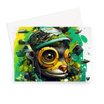 Nature's Resilience: Surreal Auto-Forest Artwork - Whimsical Raccoon and Greenery Infused Car  Greeting Card - D'Sare