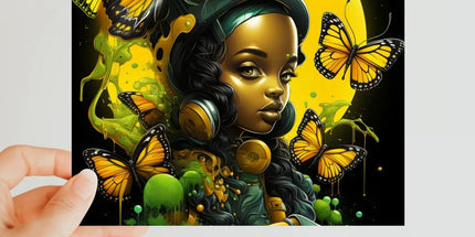 Afrofuturistic Girl with Butterflies Classic Postcard by Prodigi