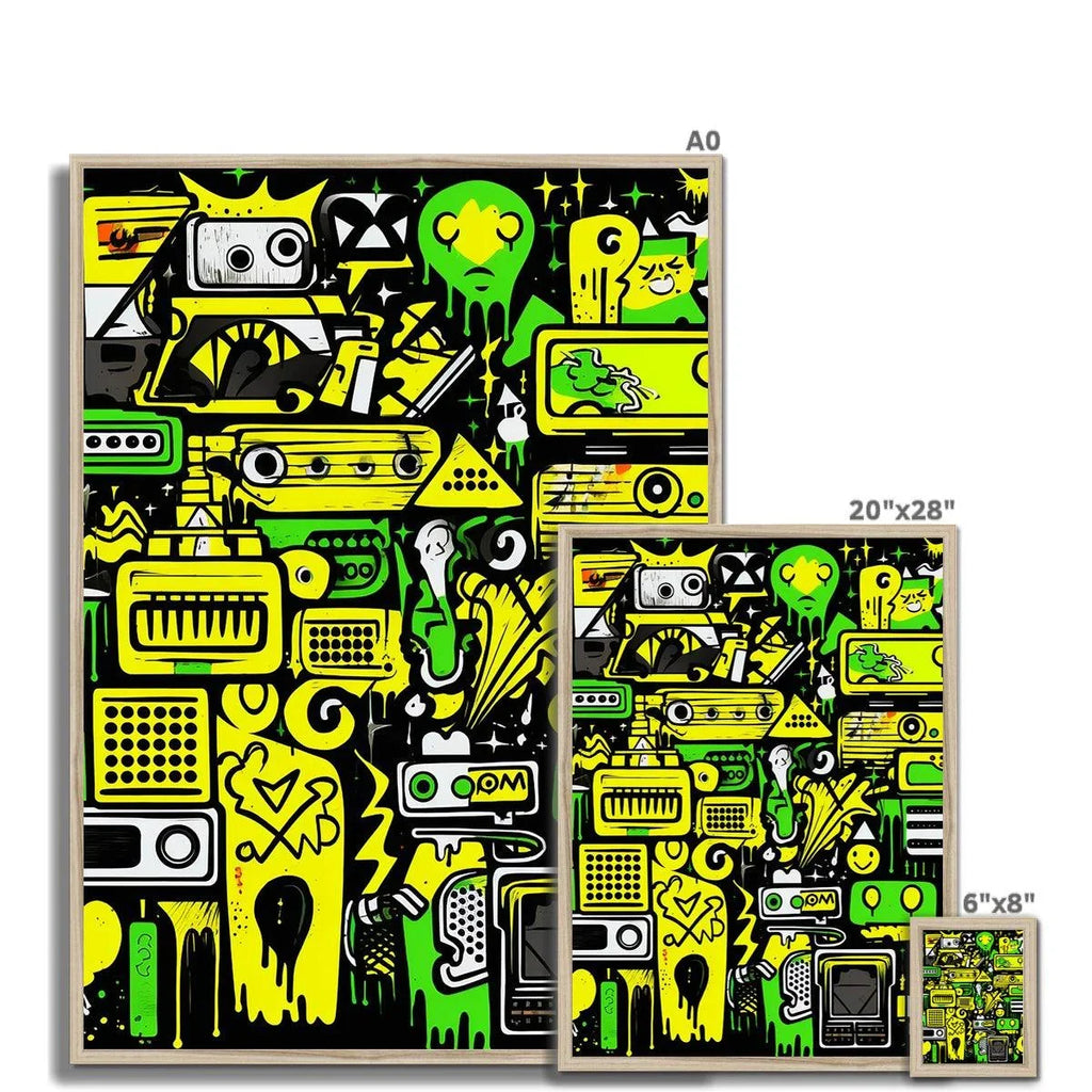 Graffiti Green and Yellow Abstract: A Dive into Vibrant Urban Art Framed Print - D'Sare 