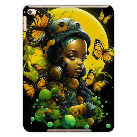 Monarch Butterfly Urban Fantasy Art Print - Afrofuturistic Girl with Butterflies Tablet Cases