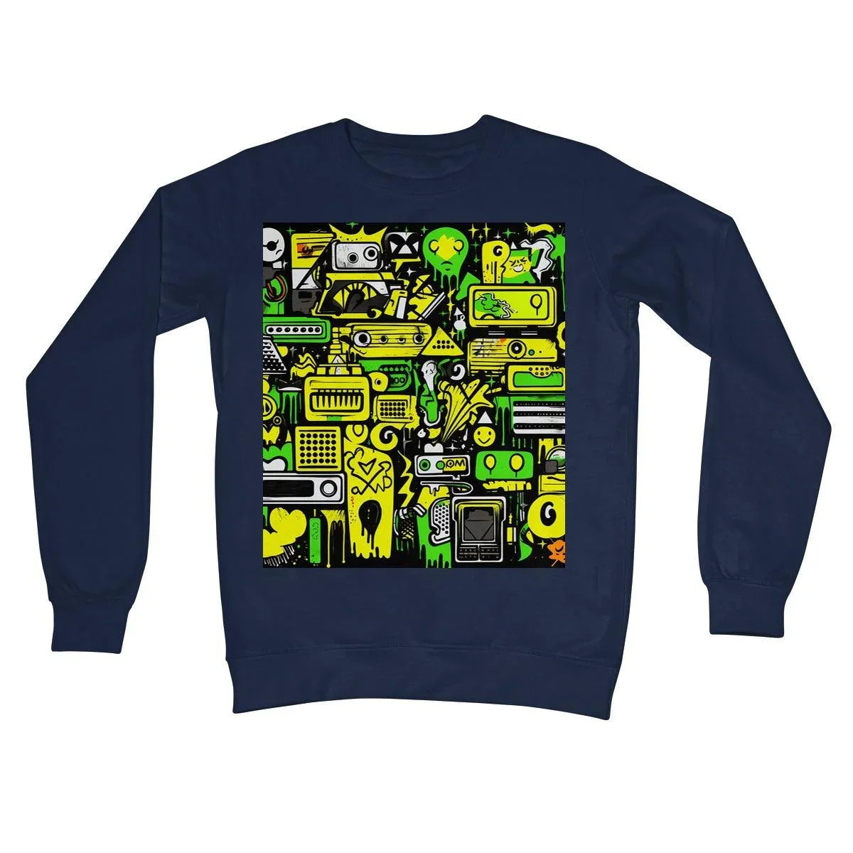 Graffiti Green and Yellow Abstract: A Dive into Vibrant Urban Art Crew Neck Sweatshirt by Prodigi