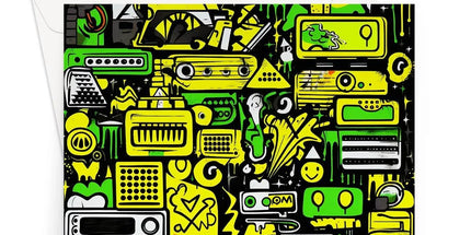 Graffiti Green and Yellow Abstract: A Dive into Vibrant Urban Art Greeting Card - D'Sare 