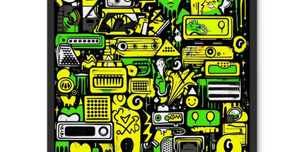 Graffiti Green and Yellow Abstract: A Dive into Vibrant Urban Art Framed Photo Tile by Prodigi