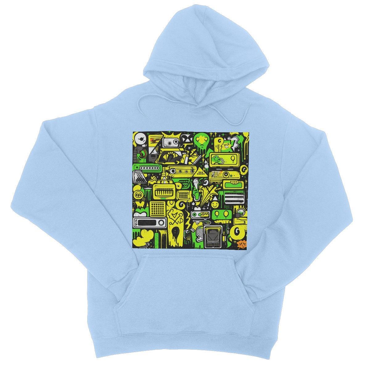 Graffiti Green and Yellow Abstract: A Dive into Vibrant Urban Art College Hoodie - D'Sare 