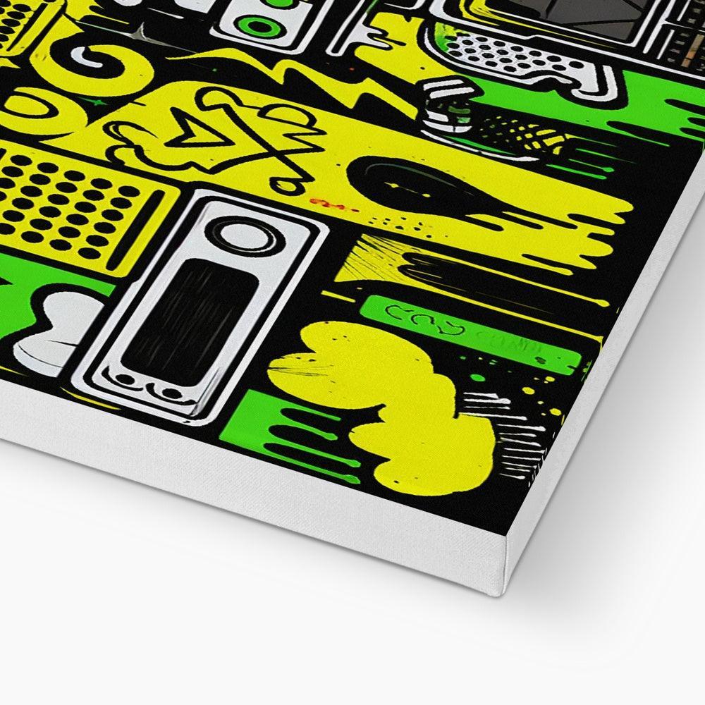Graffiti Green and Yellow Abstract: A Dive into Vibrant Urban Art Eco Canvas - D'Sare 