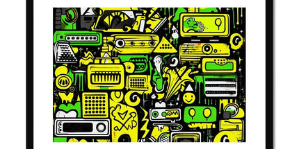 Graffiti Green and Yellow Abstract: A Dive into Vibrant Urban Art Framed & Mounted Print by Prodigi